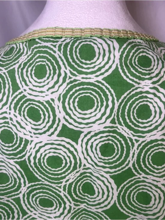 Boden Short Sleeve Scoop Neck Top Green & White Circles Size 10 Cotton - Picture 8 of 8